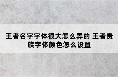 王者名字字体很大怎么弄的 王者贵族字体颜色怎么设置